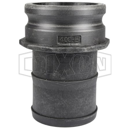 Dixon Type E Cam and Groove Adapter, 4 in, Male Adapter x Hose Shank, Polypropylene, Domestic PPE400